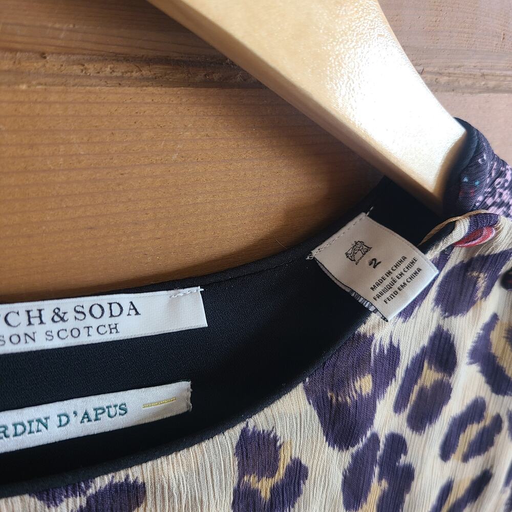 Scotch & Soda Leopard & Lillies Dress Mini Dark Floral 2 NWOT Garden Long Sleeve - Picture 5 of 8